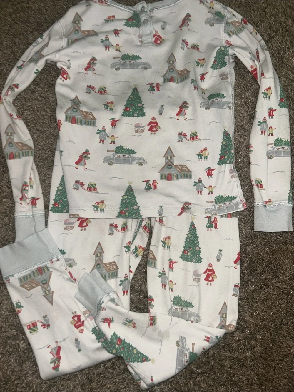 The Beaufort Bonnet Company White Kids Holiday Tree & Village Pajama Set